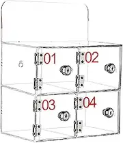 2/3/4/6/8 Slots Cell Phone Locker, Acrylic Cell Phone Lock Box, Pocket Chart Storage Cabinet, Small Wall Locker for Office Desktop Classroom Entrance,4-1