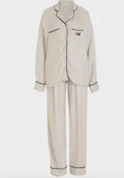 NEW PETER ALEXANDER GREY MARLE VISCOSE FLANNELETTE TOP + PANTS PJ SET M RRP$139