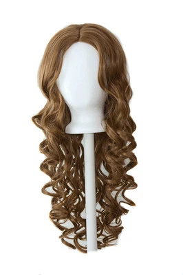 28'' Center Part Wig w/ Long Layered Curls No Bangs Walnut Brown Cosplay Wig NEW