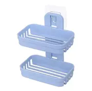 6PCS Wall Hanging Traceless Double-deck PP Soap Holder Bathroom Storage Shelf (Pink)