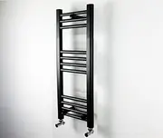 Turkish Zone 250mm 600mm High Wide Black Heated Towel Rail Radiator Flat Ladder Warmer for Stylish Bathroom