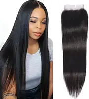 Misoun Hair Lace Closure 4x4 Straight Hair Brazilian Virgin Human Hair 130% Density Lace Closure Natural Color Hair 16 Free Part Closure