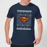 DC Superman Knit Men's Christmas T-Shirt - Navy