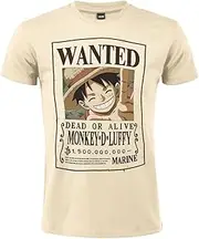 Sabor srl One Piece T-Shirt Straw Hat Wanted Model Wanted. Short Sleeves. 100% Cotton. Unisex. Sizes from Adult to Boys., Monkey Luffy, M