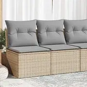 Patio Furniture Sets 4 Piece Garden Sofa Set with Cushions Beige Poly Rattan Acacia