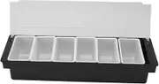 Fruit Storage Box Condiment Caddy Durable Plastic Transparent Lid Detachable Design Multifunction Bar Fruit Caddy for Fruit Seasoning 6 Compartments Suitable(six-Cell)