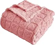 FY FIBER HOUSE Throw Blankets with Heart Checkered,Soft Warm Blankets for Lover Mom Father Gifts,Washable Lightweight Fuzzy Blanket for Couch Sofa Bed Office All Season(Pink,40"x50"