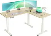 YDN L Shaped Standing Desk, Electric Standing Desk L Shape Adjustable Height Dual Motor, 63 x 55 Inch Corner Standing Desk with Splice Board for Home Office, Large Standing Desk, Nature