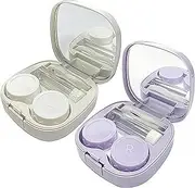 2 Pack Colorful Contact Lens Case, Travel Contact Lens Box with Mirror Tweezers Remover Tool Solution Bottle for Outdoor Office Daily Use