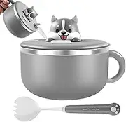 Ramen Bowl - Portable Udon Container, Instant Noodle Container | Ramen Bowl Instant Noodle Container with Lid, Stainless Steel Noodle Container, Portable Stainless Steel Lunch Bowl with Lid, Fork for