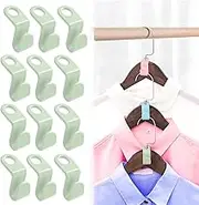 Clothes Hanger Connector Hooks, Space Saving Hangers for Closet Organizers, Storage Hangers Hooks, Hanger Clips Plastic Hangers for College Dorm,Wardrobe (100, Light Green)