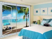 3D Sky beach 35 Blockout Photo Curtain Printing Curtains Drapes Fabric Window AU