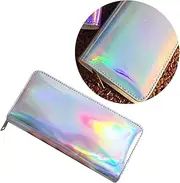 [WRITWAA] Long Wallet Large Capacity Pu Wallet Cash Coin Pockets Shiny Coin Purse Compact Stylish
