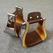 Craft Colt Wooden Wide Western Steel Covered Stirrups, Wooden Bell Saddle Stirrups