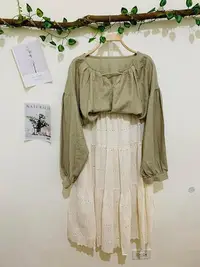在飛比找Yahoo!奇摩拍賣優惠-現貨 超日系 森林系 日系千層蕾絲裙  棉麻上衣 長袖 女孩