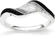 [JewelryWeb] 925 Sterling Silver and Blk Rhod Polished-Blk CZ Simulated Diamond Wave Ring Band Style-Ring for Women