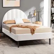 Furb King Single Bed Frame Upholstered Platform Boucle Fabric Wooden Bed Base Mattress Furniture