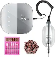 Professional Nail Drill Machine, Madenia Electric Nail File for Acrylic Gel Nails, with Touch-Sensitive Control and LCD Screen, 35000RPM (JMD-108 Gray)