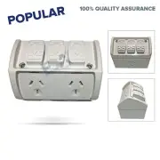 NEW Outdoor Weatherproof Double Power Point Extra Switch External (Waterproof)