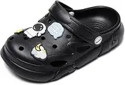 [Generic] Garden Shoes Summer Boys Unisex Pattern Children's Shoes Lining Clog Children's Slides Sandal, Black, 1-1.5 Little Kid