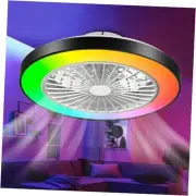 Ceiling Fans with Lights and Remote, RGB Low Profile Ceiling Fan with Light,