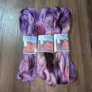 Atacama Yarn Hand Dyed 3 Hanks Color 503 Purple Alpaca 50g 110yds