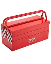Tool Box 18-inch 3-Tier 5-Tray Folding Cantilever Toolbox with Handle Red