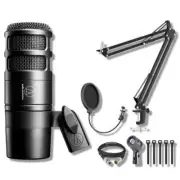 Audio-Technica AT2040 Dynamic Podcast Microphone w StreamEye BoomArm Mic Stand