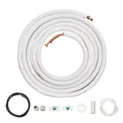 7620mm Mini Split Line Set, 6.4 & 9.5 O.D Copper Pipes Tubing and Triple-Layer Insulation, for Air Conditioning or Heating Pump Equipment & HVAC with Rich Accessories (27ft Connection