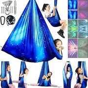 Sensory Swing for Kids & Adults Holds up to 300lbs Indoor & Outdoor Double Layer Therapy Cuddle Swing with 360° Swivel Hanger Kit for Calming, Effect for Autism, ADHD or SPD. Swing for Child (Star