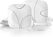 Corelle Square Dinnerware Set, 18 Piece Set, Simple Lines
