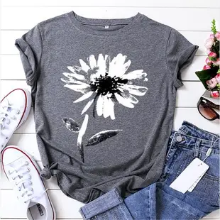 純棉女T恤S-5XL CuteFlower Ladies tshirt Women Cotton T-shirt