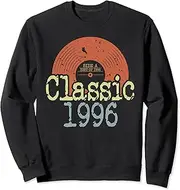 [X.Style] Classic Born in 1996 Vinyl Record Retro 27th Birthday Sweatshirt ds1051 Sweater (3XL) Black