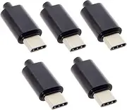Chenyang USB C DIY Connector,USB Type C 24Pin Male OTG Host Type 5.1k Resistor Adapter with Black Housing Cover