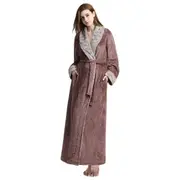 Long Warm Coral Fleece Plush Soft Winter Dressing Gown Men Women Sleepwear & Robes