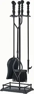 Lichamp Fireplace Tools Set, 5-Pieces Indoor Outdoor Sturdy Fire Place Poker Sets with Retro Handle, FTS25BK
