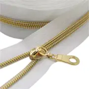 YaHoGa #5 Gold Nylon Coil Zippers 10 Yards with 25 Sliders (Gold White)