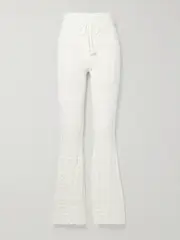[LOVESHACKFANCY] LOVESHACKFANCY - Fosta Crocheted Cotton Flared Pants - White - small small White