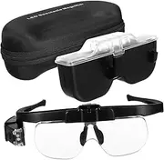 HOMSFOU LED Magnifying Glasses with Light Hands Design for Seniors Rechargeable USB Lightweight Eyeglass Style Magnifier for Close Work and Crafts