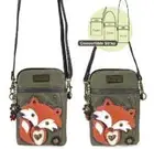 New Chala Cell Phone Purse Crossbody Vegan Leather Converts FOX Olive Green gift