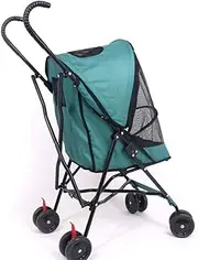 Pet Stroller, 4-Wheel Cat Stroller, Jogger Pet Stroller,Cat Dog Cage Stroller,Posh Folding Portable Travel Carrier Stroller Cart, Cat/Dog Easy to Walk Up to 22Lbs,Green