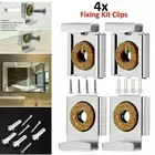 Frameless Unframed Bathroom Mirror Glass Wall Hanging Fixing Kit Clips - 4pcs