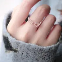 在飛比找樂天市場購物網優惠-925純銀戒指鑲鑽開口戒-韓版唯美經典翅膀情人節生日禮物女飾
