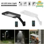60LED Solar Street Wall Lights PIR Motion Sensor Outdoor Waterproof Lamp +Remote