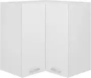 White Hanging Corner Cabinet 57x57x60 cm with Durable Engineered Wood for Optimized Storage and Organization
