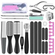 Professional Pedicure Tools Set 23 in 1 Stainless Steel Foot Care Kit Foot Rasp Dead Skin Remover Pedicure Kit for Women Salon