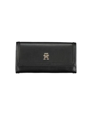 Tommy Hilfiger Leather Wallet with Monogram Women Black
