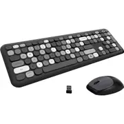 ANYMOB Bluetooth Keyboard And Mouse Combo Set Black Gray Colorful Retro Design Portable Wireless Soft Touch Keys