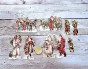 9-Christmas-Victorian-Fussy Cut-Embossed-Scraps-Santa-Glittered-Stickers