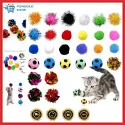 Pack of 30pcs Cat Toy Balls Set Interactive Pompoms Kitten Toys Golden Thread...
